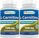 En İyi Doğallar L-Carnitine 1000 mg 60 Tabletler (60 Kont (Pack of 2))