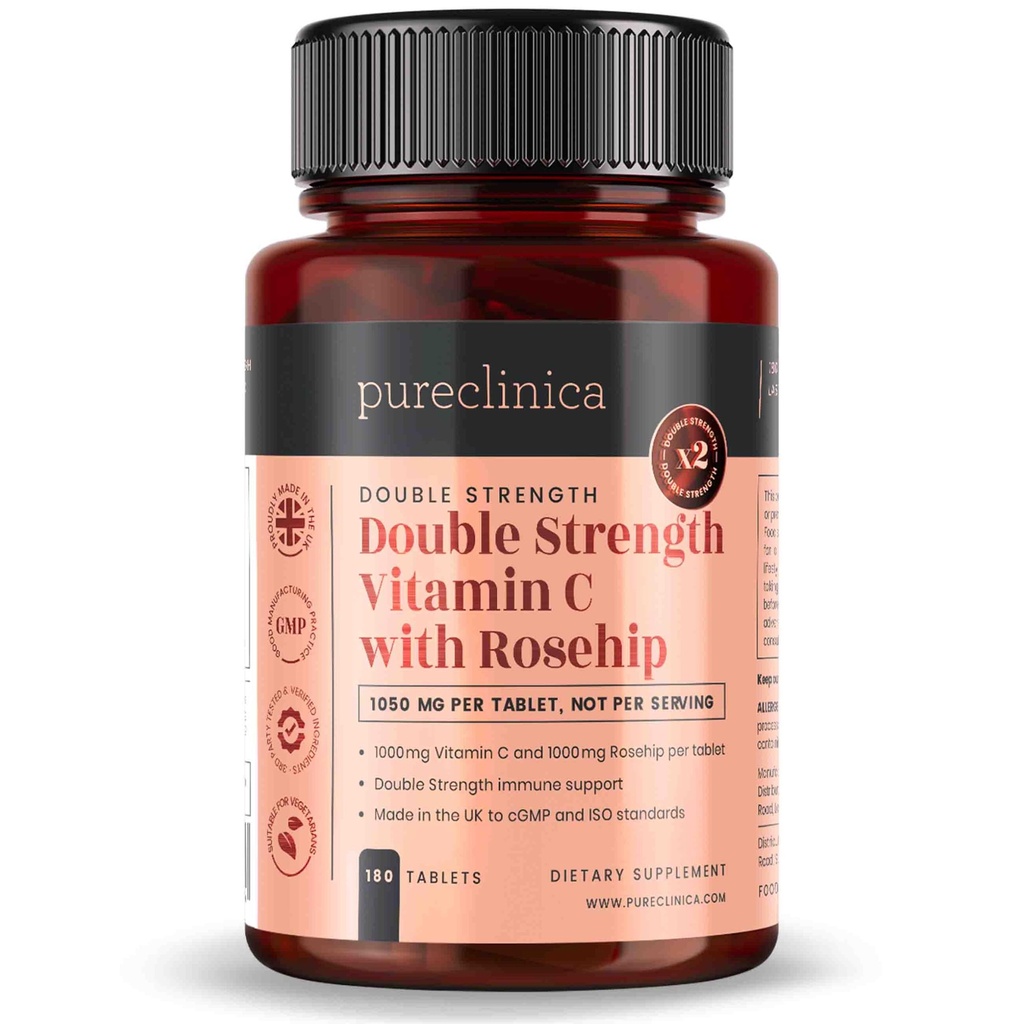 Safclinica Vitamin C with Rosehip – 2000 mg (1000 mg VIT C & 1000 mg Rosehip) x 180 Tablet - 6 Ay Supply!