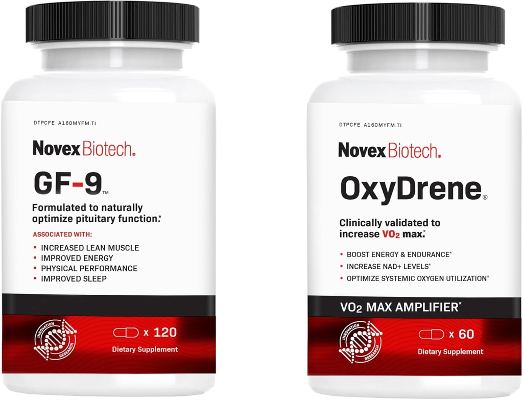 GF-9 ve OxyDrene Men's Performance Stack 30-Day Supply – Enerji ve Drive'ı Destekleyen Eleştirel bir Peptide, Plus VO2 Max ve NAD + Gelişmiş Fiziksel Performans, Enerji ve Endurance
