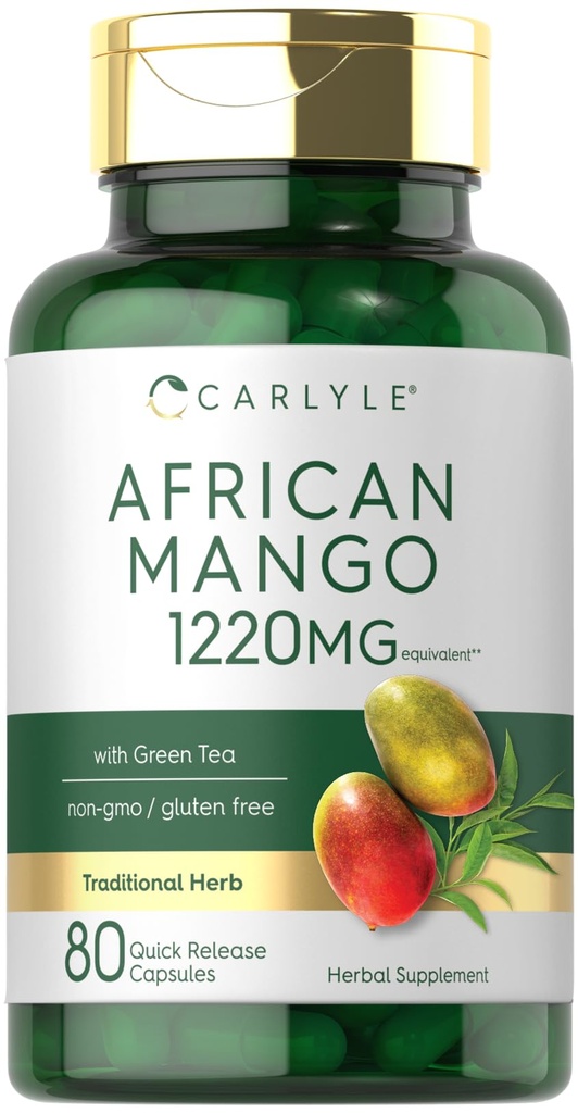 Carlyle African Mango Supplement 1220mg | 80 Capsules | Green Tea Extract | Non-GMO, Gluten Free