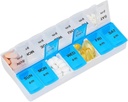 Pill Organizer 7 Gün, Pill Box 2 Times bir gün AM PM Pill Case, Haftalık Pill Container Portable Travel Medicine Box for Vitamins and Supplements (Mavi-Beyaz)