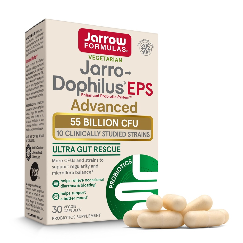 Jarrow Formulas Jarro-Dofilius EPS Gelişmiş, 55 Milyar CFU Probiyotikleri, Yetişkinler için Digestive Support, 30 Probiyotik Supplement Veggie Capsules, Up to 30 Day Supply