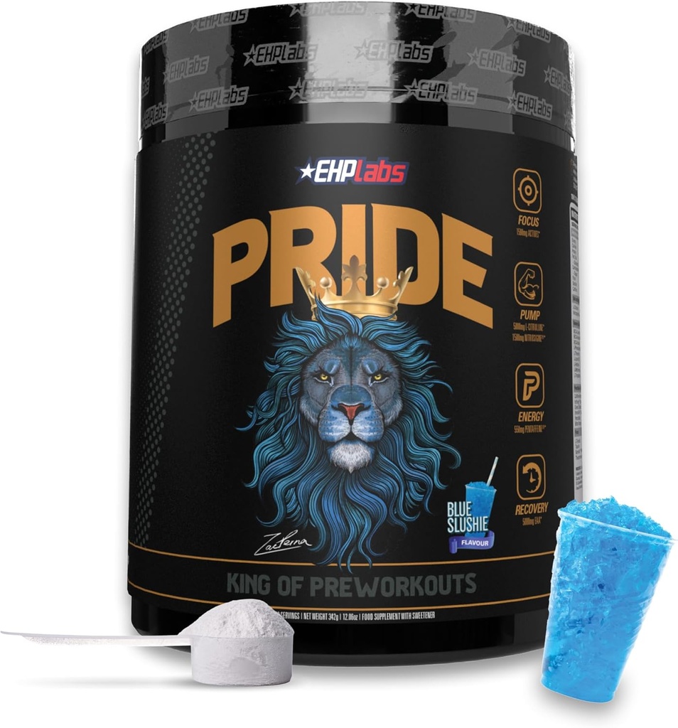 EHP Laboratuvarları Gurur Pre Workout Toz Enerji Supplement - Erkekler ve Kadınlar için Sugar Free Preworkout for Men & Women, Energy Toz Boost Drink with BCAA - 280 mg of Caffeine - Blue Slushie (40 hizmet)