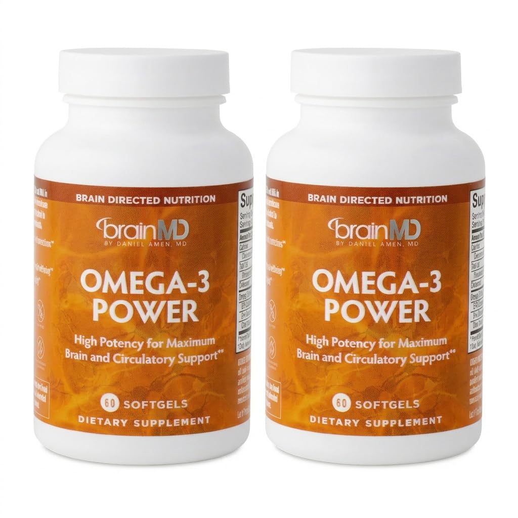 BeyinMD Dr Amen Omega-3 Power - 60 Capsules, 2 Paket - Ortak & Immune Support Supplement - Contains DHA & EPA - Gluten Free - 60 Toplam Hizmetler