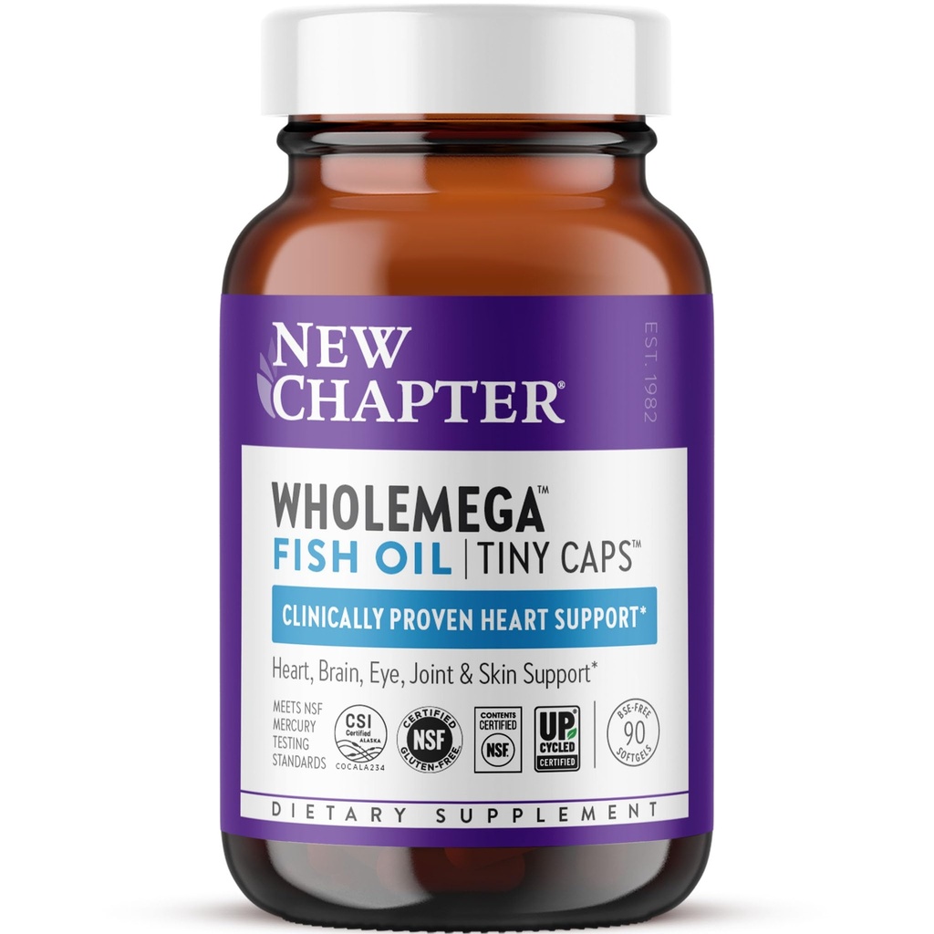 Yeni Bölüm Wholemega Fish Oil Supplement, Tiny Capsules, 2000 mg per Service, Klinik olarak Proven Wild Alaskan Salmon Oil with Omega-3 + Vitamin D3 + Astaxanthin, 500 mg Her - 90 Count