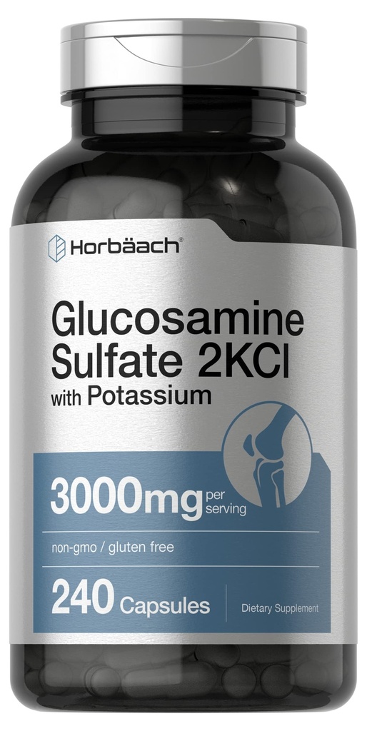 Horbäach Glucosamine Sulfate 2KCI ile P properties | 3000 mg | 240 Capsules | Non-GMO ve Gluten Free Supplement Supplement Supplement Supplement