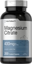 Horbäach Magnezyum Citrate | 400 mg | 200 Caplets | Vegetarian, Non-GMO ve Gluten Free Supplement Supplement
