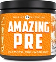 Amazing Nutrition Amazing PRE | Ultimate Pre-Workout Supplement | 30 Servisler Toz | 2.5 Grams BCAA Oda başına (30 hizmet, Doğal Orange)