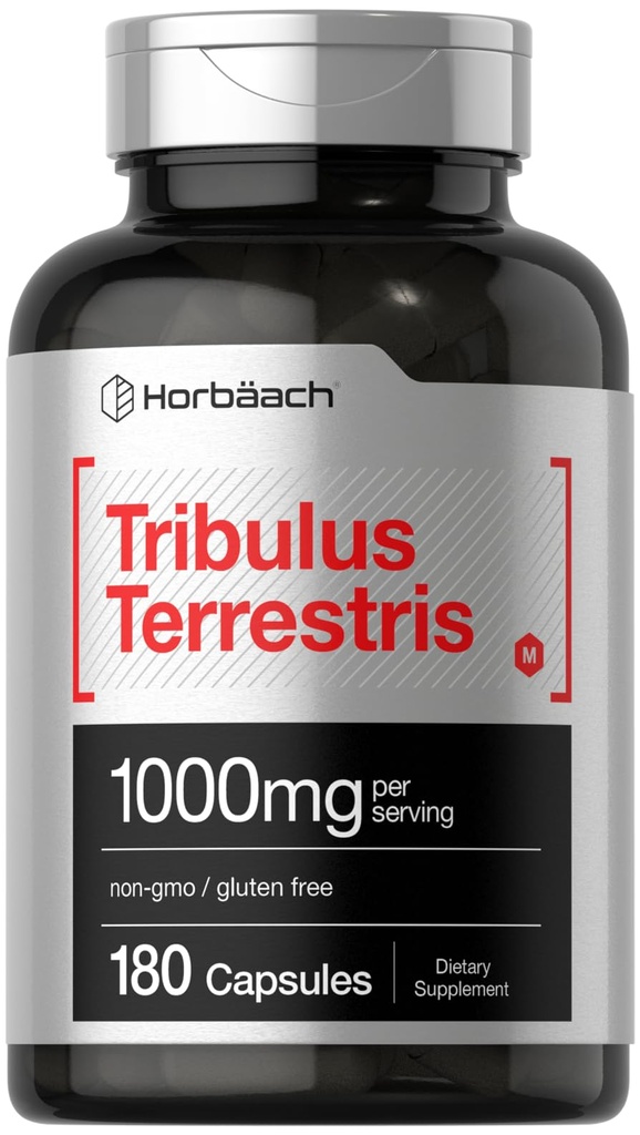 Horbaach Tribulus Terrestris for Men | 1000 mg | 180 Capsules | Ekstraksiyon Supplement | Non-GMO ve Gluten Free