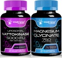 WELLNESS LABSRX Nattokinase Supplement Capsules - 5000 FU - Magnezyum Glycinate Capsules 750 MG