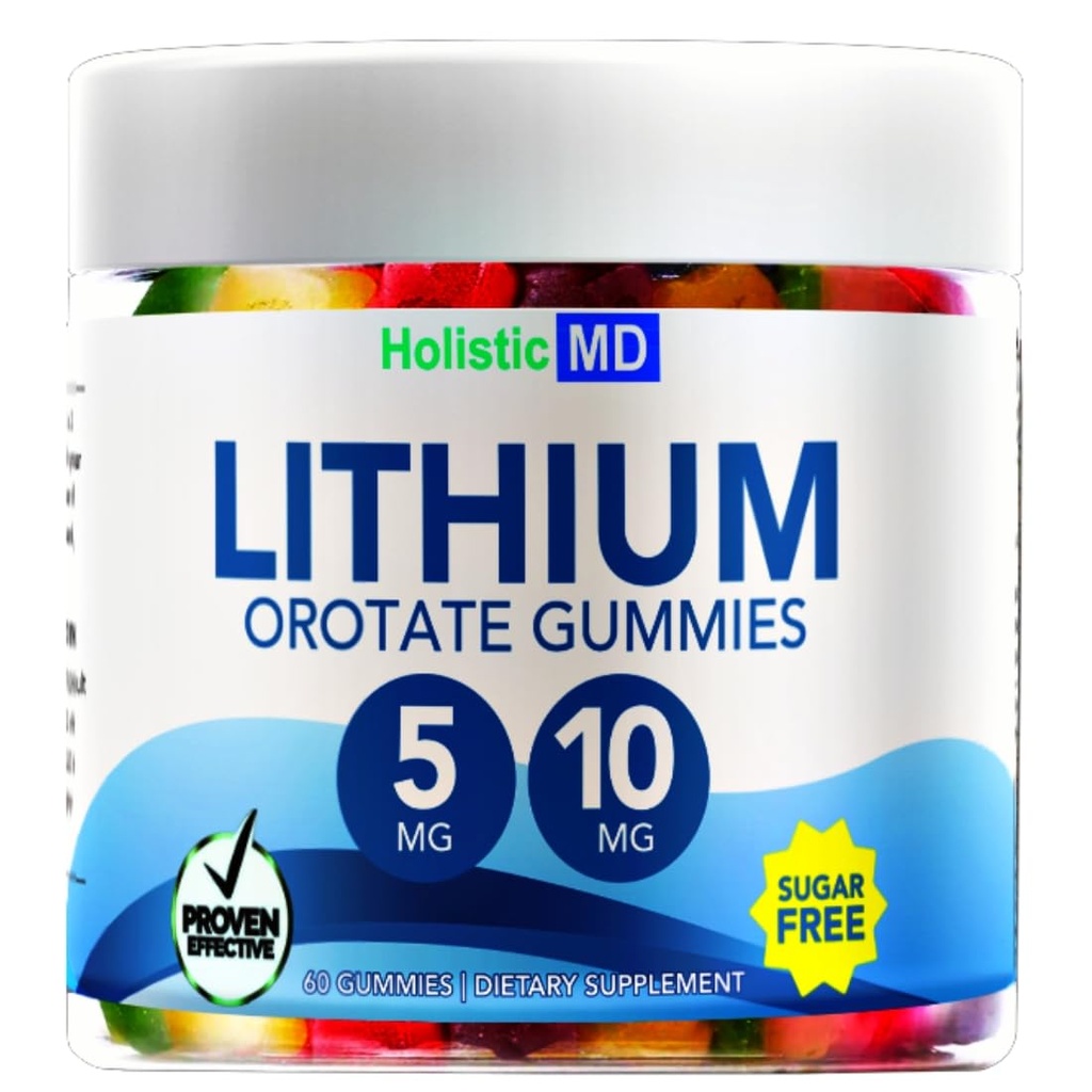 Lityum Orotate 5 mg 10 mg | Erkekler Çocuklar için | Lityum Orotate klinik olarak Studied Chelated High Biovalable | 3 Flavors Sugar Free Vegan Gummies 60 ct