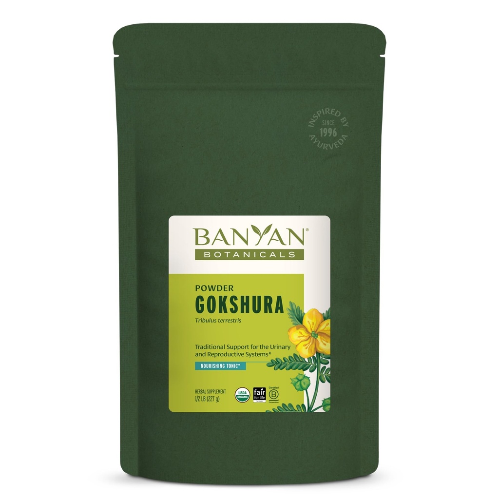 Banyan Botaniks Gokshura Toz - Organik Gokshura Meyvesi (Tribulus Terrestris) Toz - Erkeklerin Yaşam Tamamı - Destekler Urinary Health* – 1⁄2 lb. – Non-GMO Sustainable Sourced Vegan