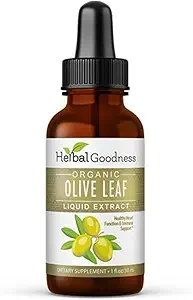 Herbal Goodness Olive Leaf Extract Liquid 1oz - Immune Boost için, Cadiovascular Destek, Bilal Wellence, Antioksis ile Geliştirilmiş Skin Health ve Digestive Comfort - 1 Şişe