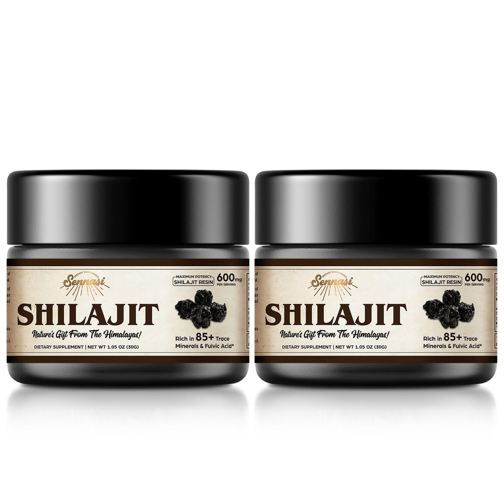 Shilajit Pure Himalayan Organik Shilajit Giyim - 600 mg En Fazla Potency Natural Organic Shilajitwear with 85+ Trace Minerals & Fulvic Acid for Energy, Immune Support, 30 Grams (2 Pack)