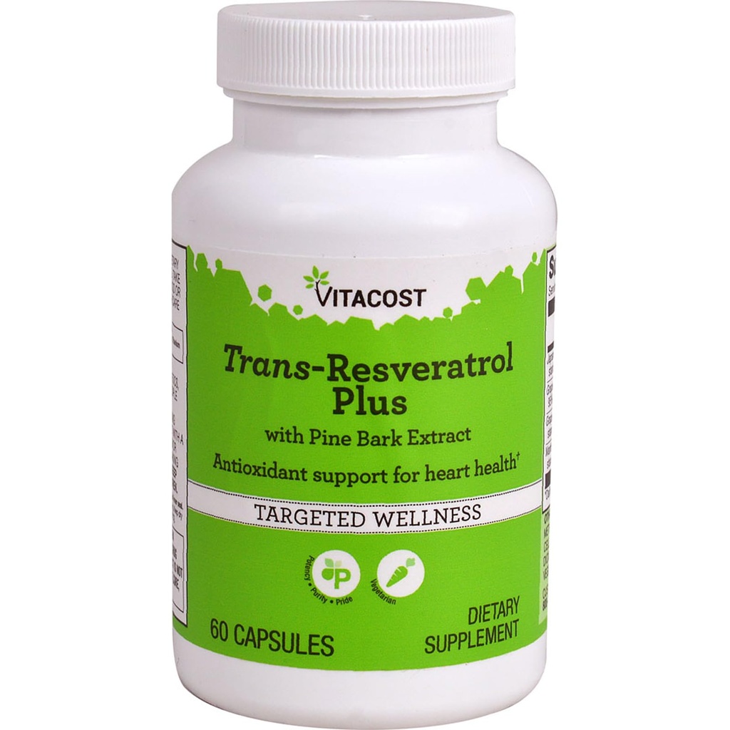 Vitacost Trans-Resveratrol Plus – 60 Vegetarian Capsules