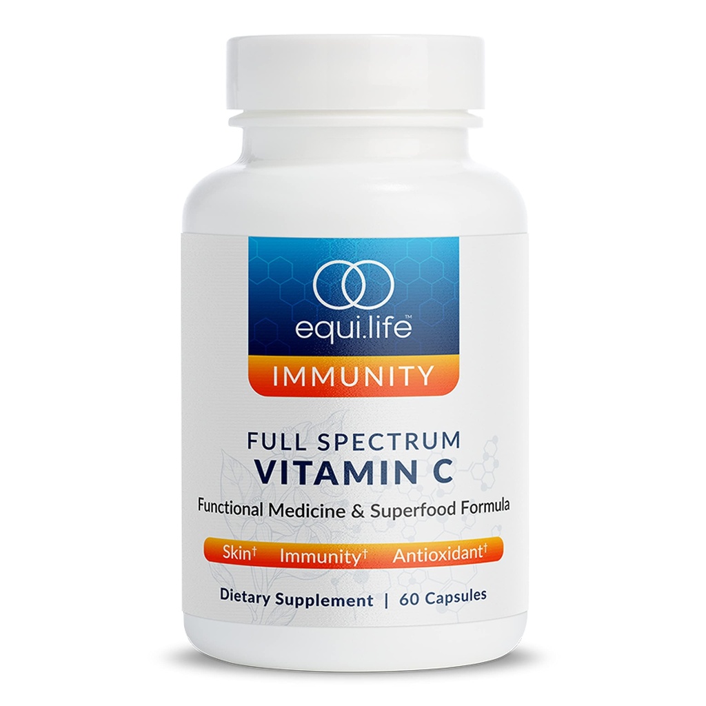 Equilife Full Spectrum Vitamin C Supplement with Quercetin, Hibiscus, ve Rutin, Plant bazlı Antioksi Formula, Gluten Free, Soy ve Süt Free, Non GMO, Easy to Use, 60 Capsules