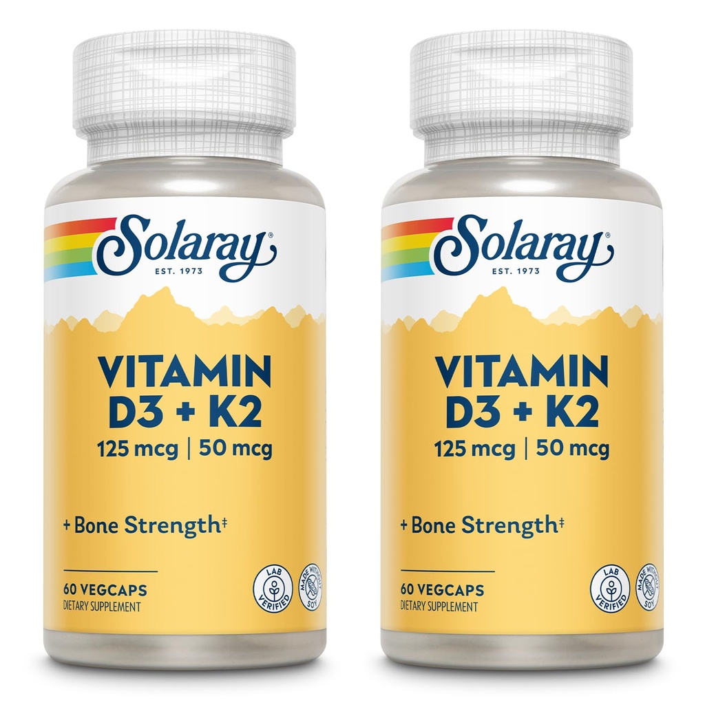 SOLARAY Vitamin D3 + K2, D & K Vitaminleri, Sağlıklı Kariovasküler Sistem ve Sanatları, Non-GMO & No Soy