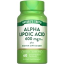 Nature's Truth Alpha Lipoic Acid 600 mg | artı Biotin Optimizer | 60 Capsules | Non-GMO & Gluten Free Supplement Supplement