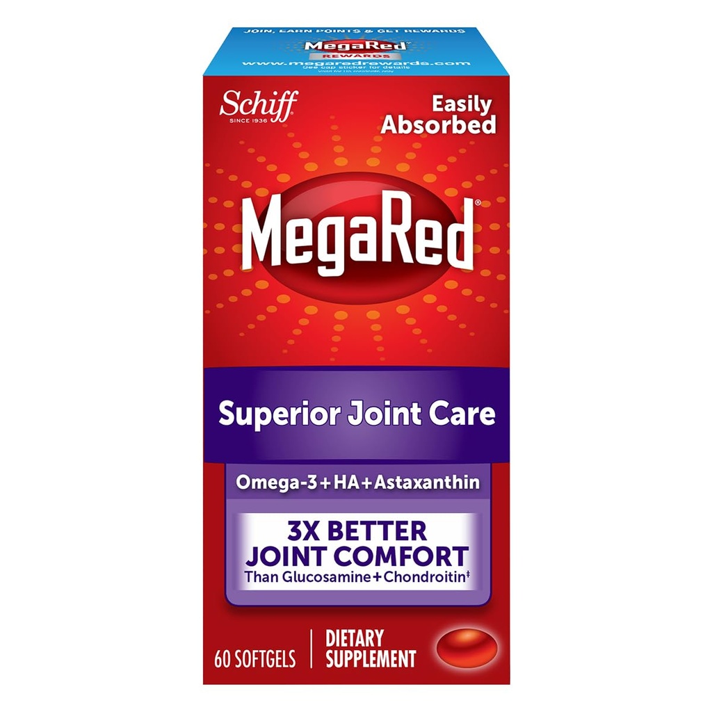 Omega-3 Krill Oil ve Ortak Supplement - Megared Ortak Bakım 60 yumuşakgels - EPA/DHA yağ asitleri, Antioksis, Hyaluronik asit, Balık Yağı ile Yapan Balık Yağı