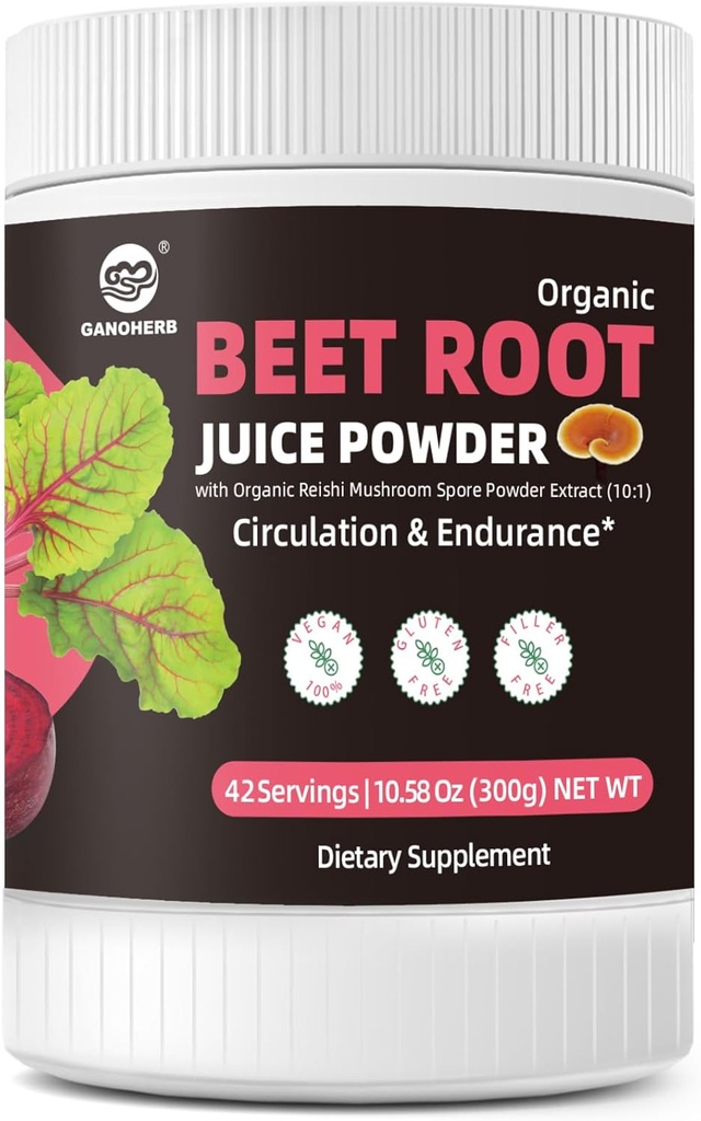 Arıt Kök Toz 7000 mg, Yüksek Yoğun Organik Arıt, Reishi Mushroom, Superfood Supplement Beetroot Drink for Circulation and Endurance, Vegan, Sugar-Free