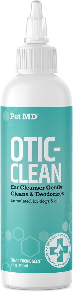 Pet MD Cat & Dog Ear temizleyici - Köpekler için Otic Ear Çözümü - Pet Ear Clean - Cat Ear temizleyici - Cat & Dog Temizlik Malzemeleri - Sugar Cookie Scent - 8 oz.