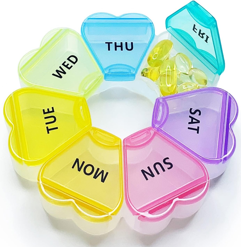 MOLN HYMY Büyük Pi Weekly Box 7 Gün, Pill Case Organizer 1 gün bir gün, Floral Pill Konteyner Bir kez Günlük, Pretty Tıp Vitamini / Fish Oil /Medication /Supplements