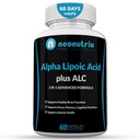 Alfa Lipoic Acid Plus Acetyl L-Carnitine Antioksi Supplement ALA ALC for Health Brain Function & Muscle Strength, Focus, Memory & Cognitive Function for Women & Men - 60 Capsules by Neonutrix