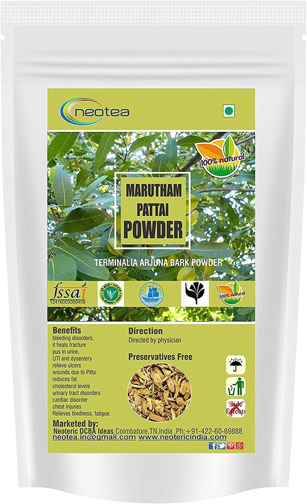 Neotea Marutham Pattai Toz | Organik Arjuna Bark Toz | Terminalia Arjuna | Ayurvedic Heart Health Toz 300 GM