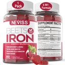 Demir, Metil B12, Folate, C vitamini ile Arıt Kökleri - Nitrik Çimento ve Demir Seviyeleri Arttırın, Enerji Desteği, Fatigue, Beetroot & Gentle Iron Supplement, Sugar Free, 60 Counts