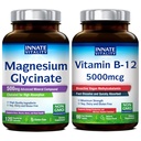 Innate Vitality Magnezyum Glycinate & Vitamin B12 Sche, No Gluten & Vegan, Magnezyum (120 Caps) & Vitamin B12 (90 Fast Dissolve Tabs), Değer Paketi ve Kurtarın