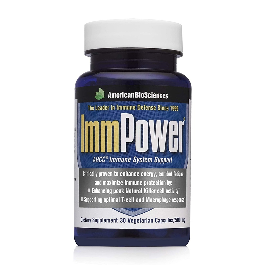 American Bio Sciences ImmPower AHCC Supplement, Vegetarian Capsules, Geliştirilmiş Immune Support, Natural Killer Cell Activity and Cytokine Production, 500 miligrams per Capsule (30 Count)