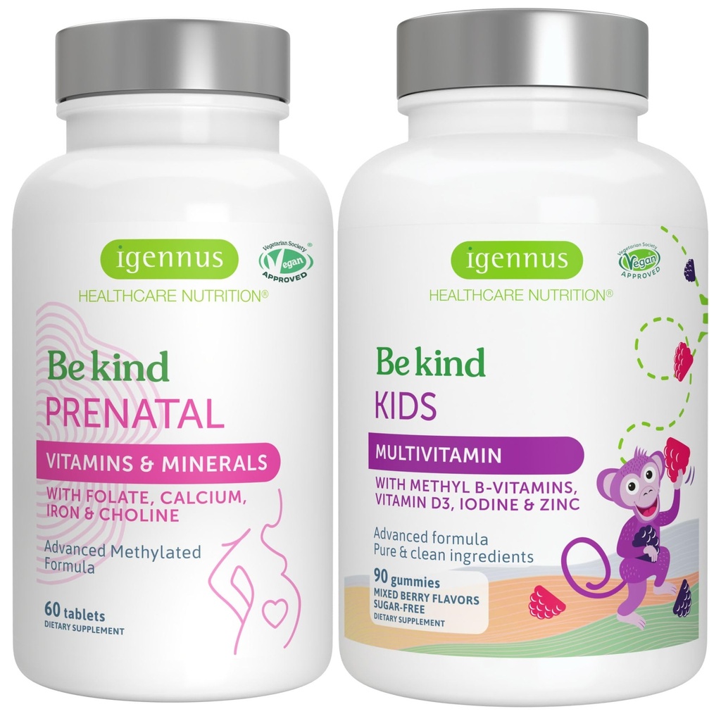 Yüksek Abhidrasyon Medental + Gelişmiş Çocuklar Çokvitamin Gummy Vegan Sche, Vitamin A, B, C, D3 & E, 60 Tabletler + 90 Berry Flavor Gummies, Igennus