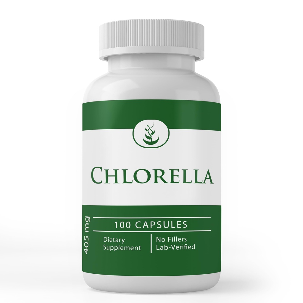 Pure Original Materialss Chlorella, (100 Capsules) Her zaman Pure, Nomixs Or Fillers, Lab  Onaylandı