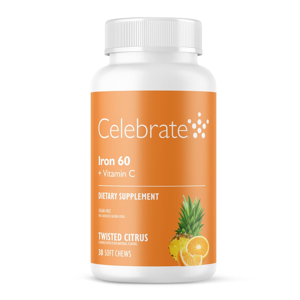 60 mg Iron & Vitamin C ile Demir Supplement kutlayın - Bariatrik Hastalar için Citrus Chewables, Gastrik Bypass & Kol Gaztrektomi Destek 30 Tabletleri Post-Surgery