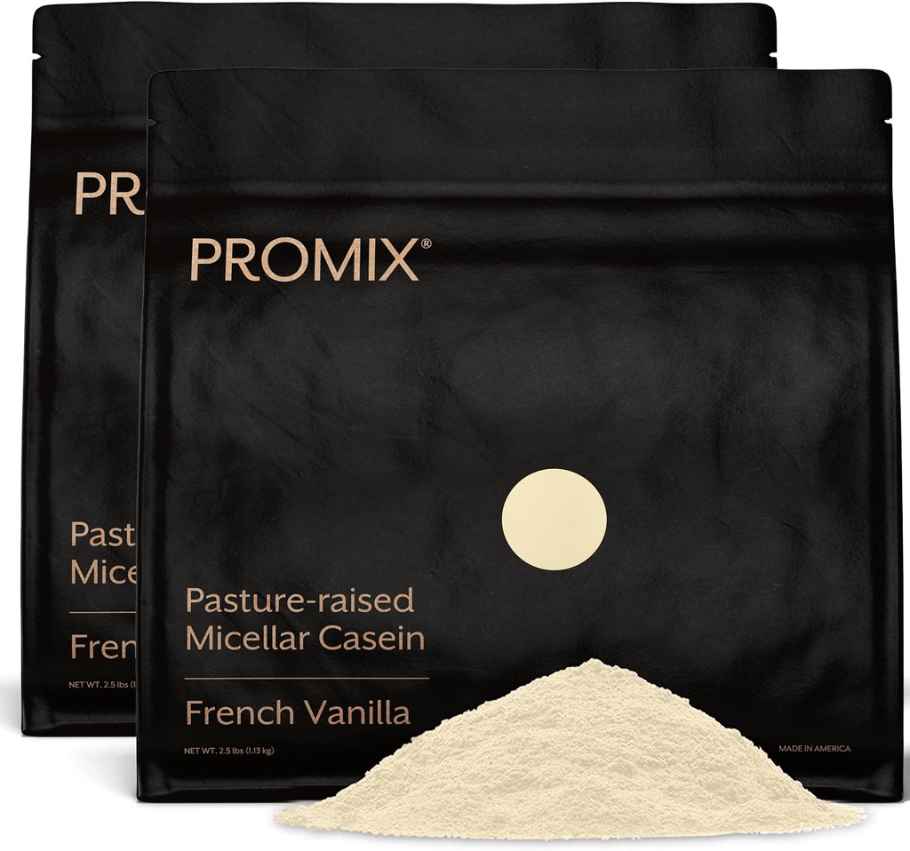 ProMix Beslenme Vakain Protein Tozu - Grass-Fed, Pasture Yükseltilmiş, Slow 25g Micellar Casein - 5.4g BCAAs Gluten Free, Sugar Free, Soy Free - Vanilla, 5lb