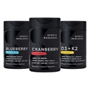 Spor Araştırmaları Cranberry Meyve Kompleksi Pacran & Vitamins C & E ile Tamamlandı, Tüm Meyve Blueberry Plant Organik Blueberries and Plant Based Vitamin D3 + K2 with Coconut Oil Oil Oil Oil