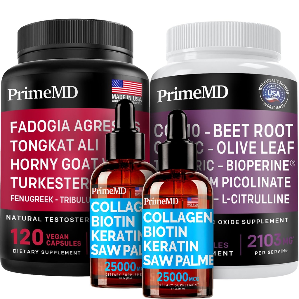 Sıvı Collagen Biotin (2pk), Fadogia Tongkat Ali (1pk), ve Nitrik Çimento (1pk) Tamam Sche - Saç için Potent Vitaminler, Kalp, Enerji ve testosteron Desteği - Non-GMO, Vegan