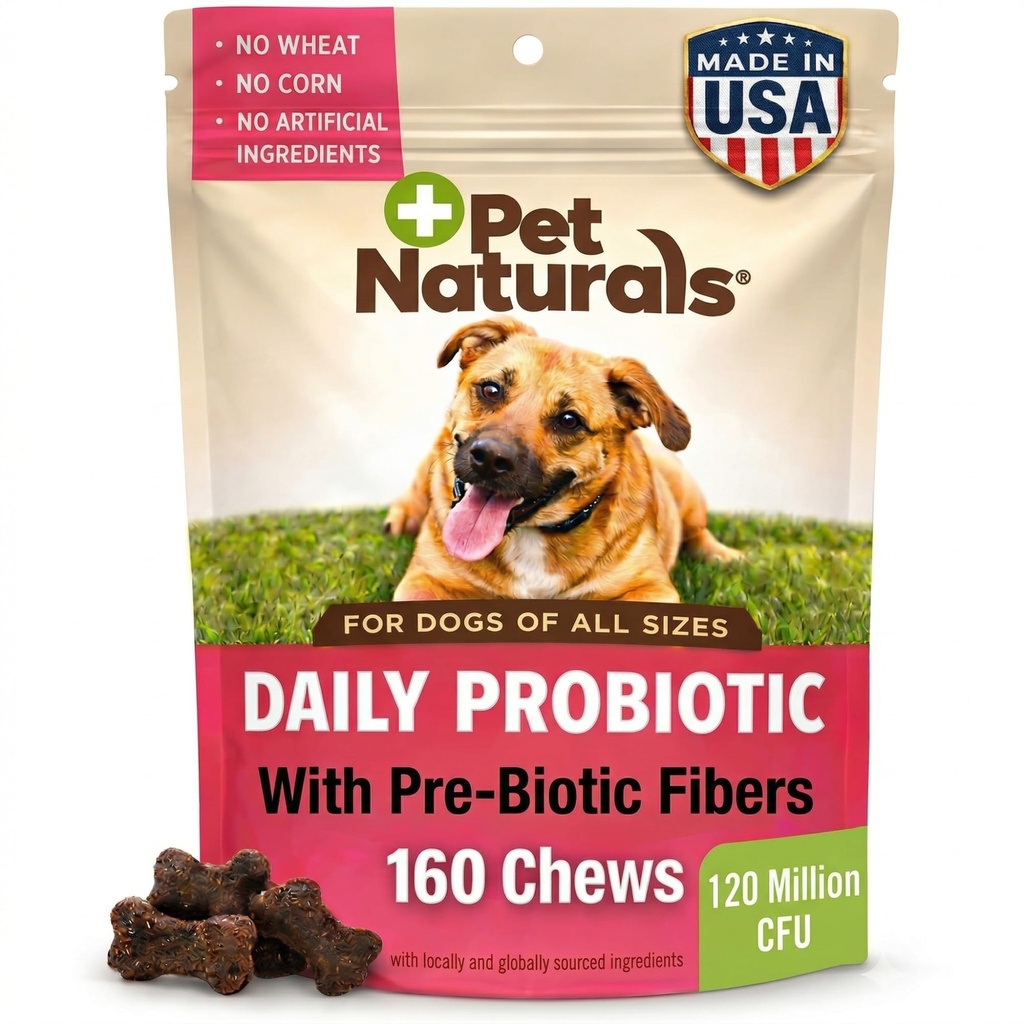 Köpekler için Pet Naturals Daily Probiyotik, Duck Flavor, 160 Chews - 120M CFUs Pre and Probiyotiks for Dogs Digestive Health, Gut Health, Immune Support, Diarrhea, Allergies ve Itching