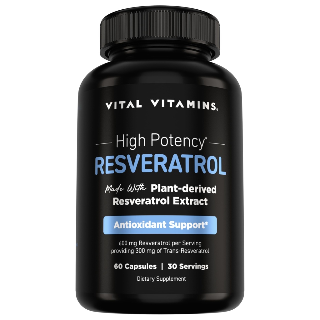 Vitals Vitamin Resveratrol Tamam - Antioksit Desteği, Hücresel Longevity, Cognitive Function - 60 Capsules