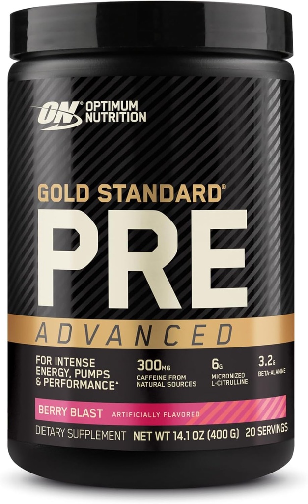 Optimum Beslenme Altın Standardı Gelişmiş, Kretine, Beta-Alanine, Micronized L-Citrulline ve Caffeine for Energy, Keto Friendly, Berry Blast, 20 Servisler