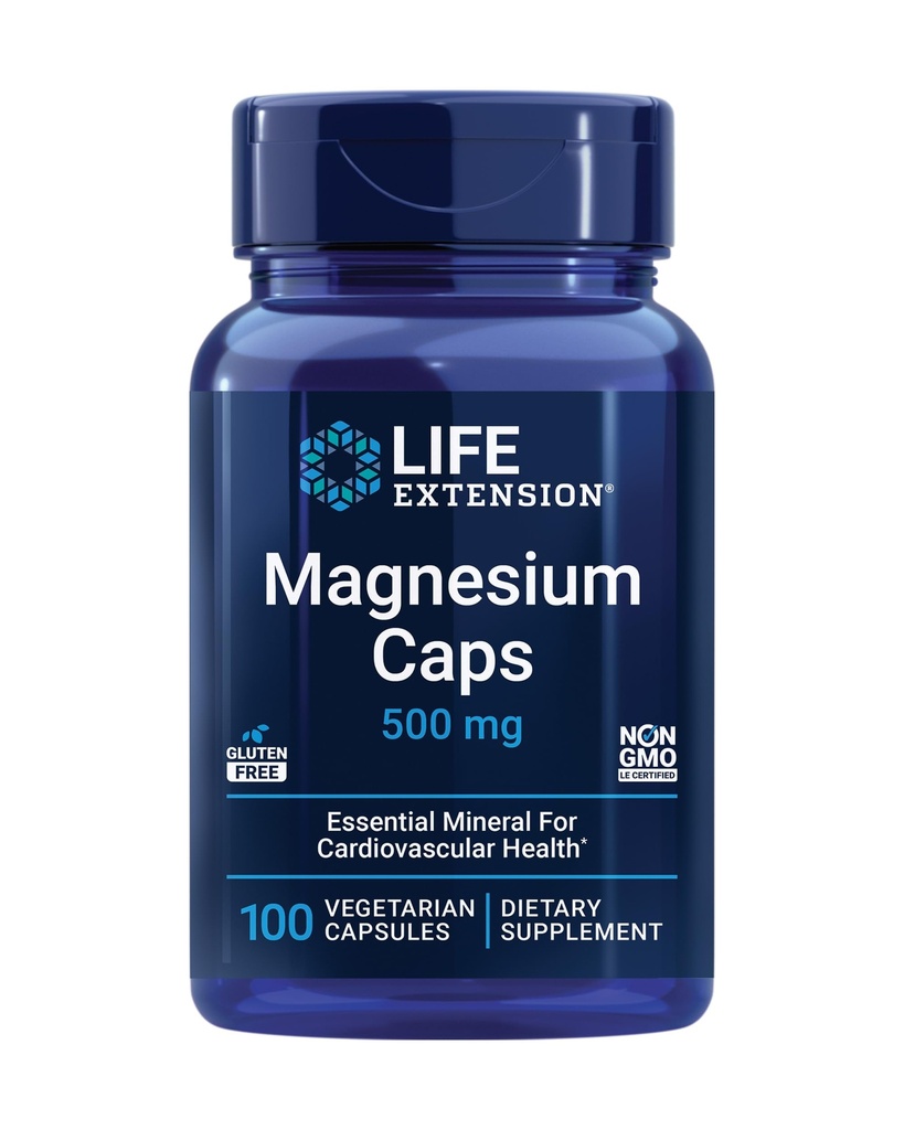 Life Extension DHEA 25mg and Magnesium 500mg Capsules - 100 Count Each