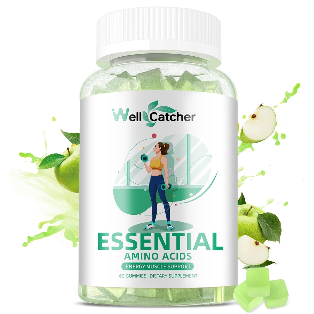 EAA Gummies Essential Platinum Acids - Tüm 9 Essential Aminos ve All Branched-Chain Aminos (BCAAs) Kas Kurtarma ile Enerji Desteği Şeker Ücretsiz Yeşil Apple Flavor 30 Hizmet
