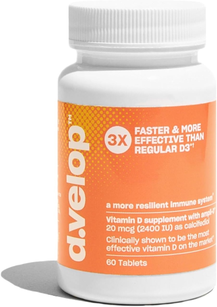 D.Velop Vitamin D Supplements 2400 IU, 20 mcg - Immune Support, Bone & Heart Health - 3X Faster & More Etkili - Klinik Olarak Test Edildi - Vitamin D Pills, 60 Count