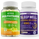 NEVISS Women & Men's 50+ Multivitamin Gummy and Melatonin 60mg