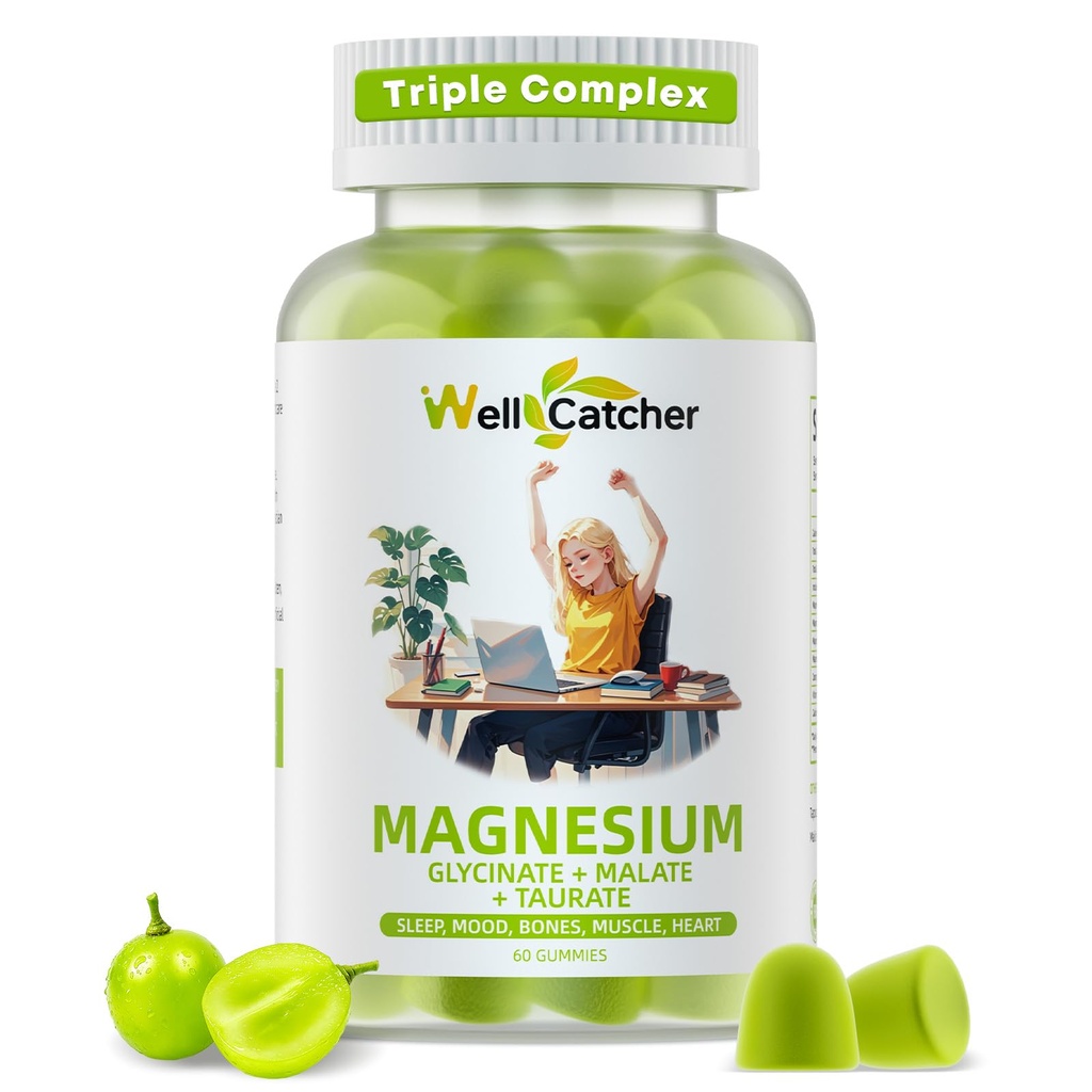 Yetişkinler için Magnezyum Kompleksi: Magnezyum Glycinate Malate Taurate for Men Women Support Sleep Mood Balanced Bones Muscle Health Sugar Free Organic 60CT