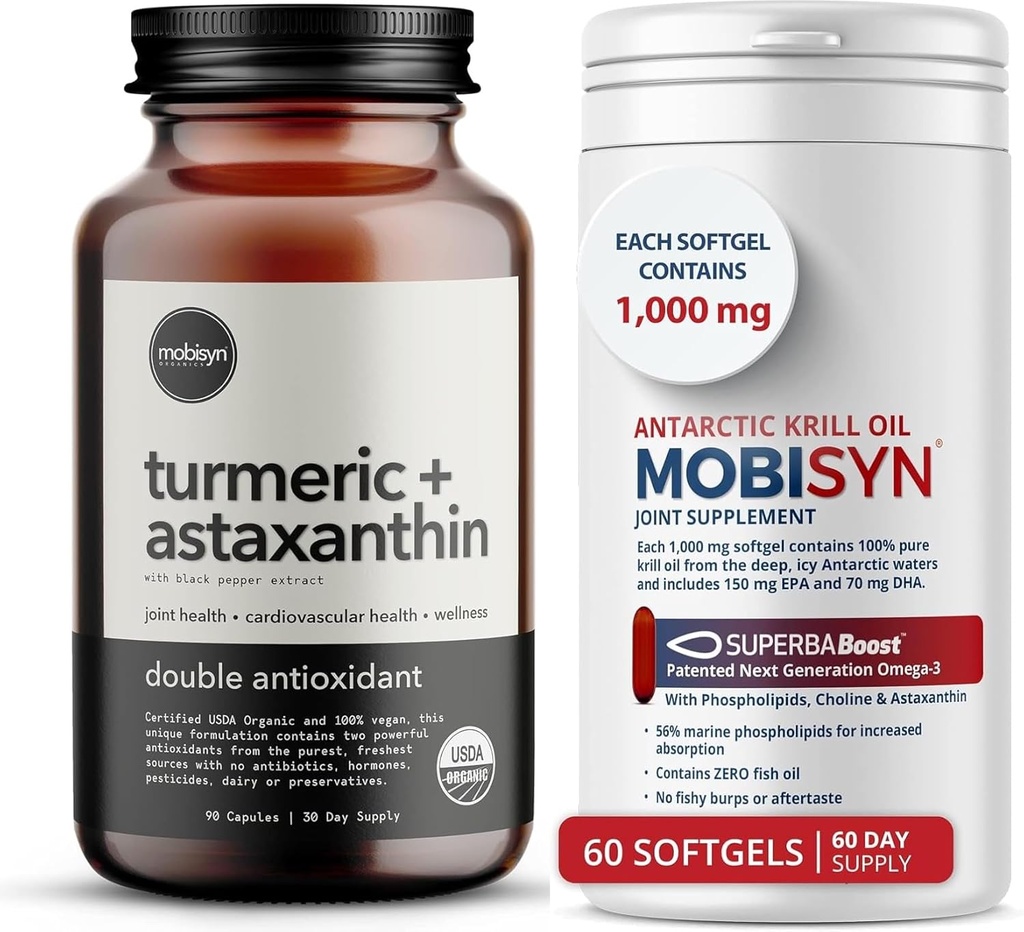 Astaxanthin Supplement + Pure Krill Oil ile Organik Turmeric