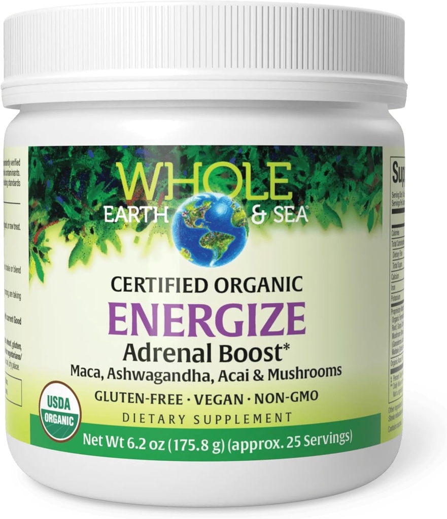 Tüm Dünya ve Doğal Faktörlerden Deniz, Maca Root ile Adrenal Boost, Ashwagandha & More 6.2 oz Toz
