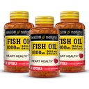 MASON NATURAL Omega,3 Fish Oil, 180,Day Supply, iş birliği için EPA ve DHA ile 1000 mg, 60 Softgel Pills (3 Pack)
