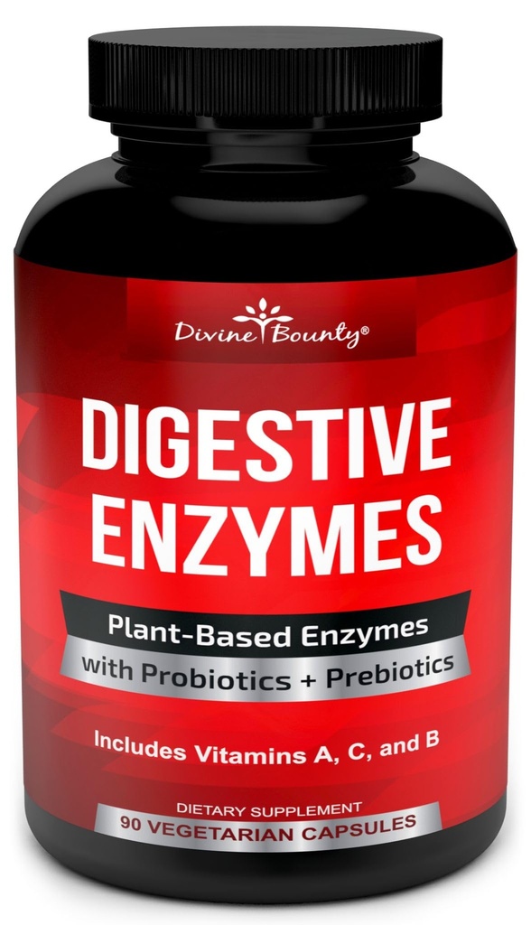 İlahi Bounty Digestive Enzymes with Probiyotiks & Prebiyotiks with Lipase, Amylase, Bromelain - Erkekler ve Kadınlar için sağlıklı bir Digestive Tract - 90 Vegetarian Capsules