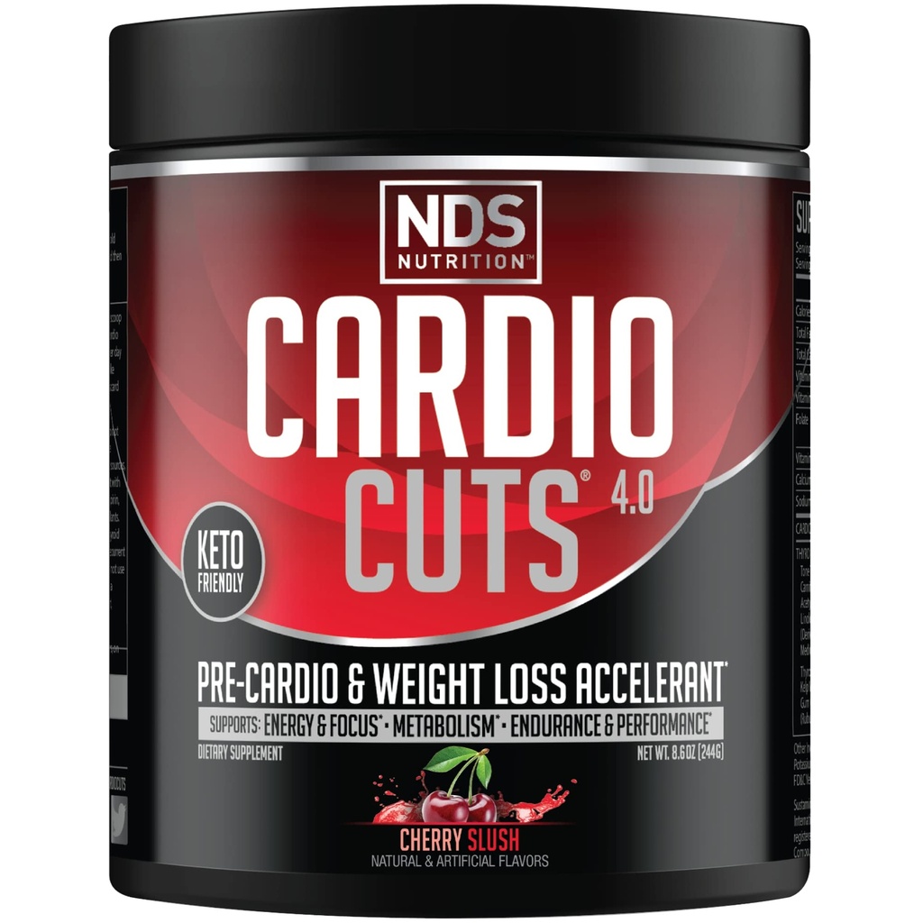 NDS Beslenme 4.0 Pre Workout Supplement - Gelişmiş Kilo kaybı ve Pre Cardio Formula ile L-Carnitine, CLA, MCTs, L-Glutamine ve Safflower Oil - Cherry Slush (40 Hizmet)